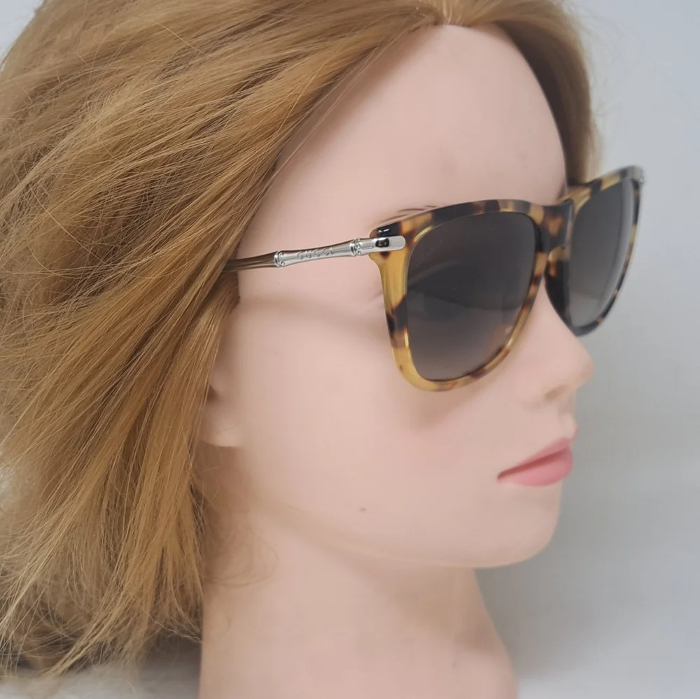 Gucci Sunglasses Silver Bamboo Square Tortoise Gray Gradient GG3778/S  54-15-130 - Picture 15 of 15